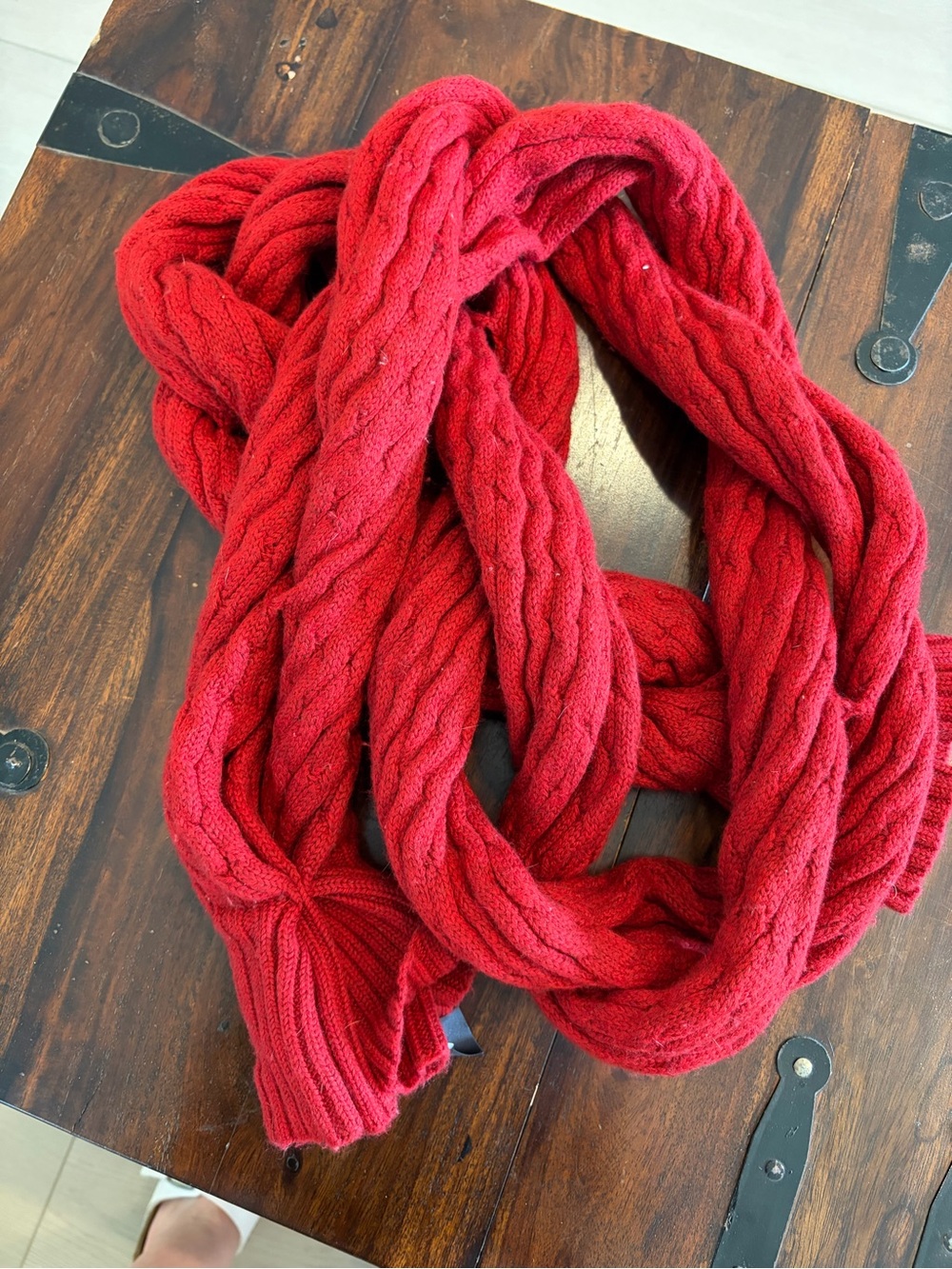 Burberry Red Braided Wool Scarf